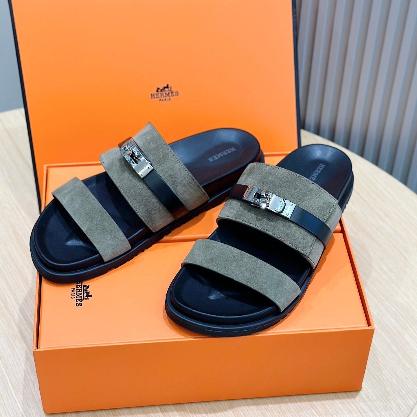 HM Men's Jackson Slide Moss Green Suede 547710