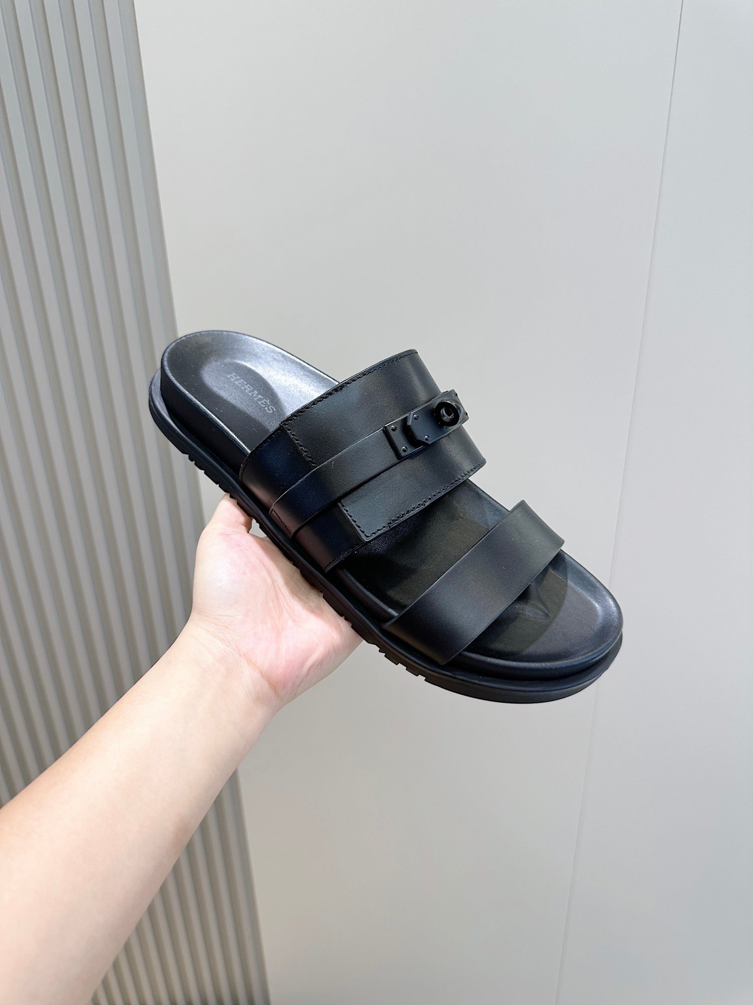 HM Men's Jackson Slide Black Calfskin 547712