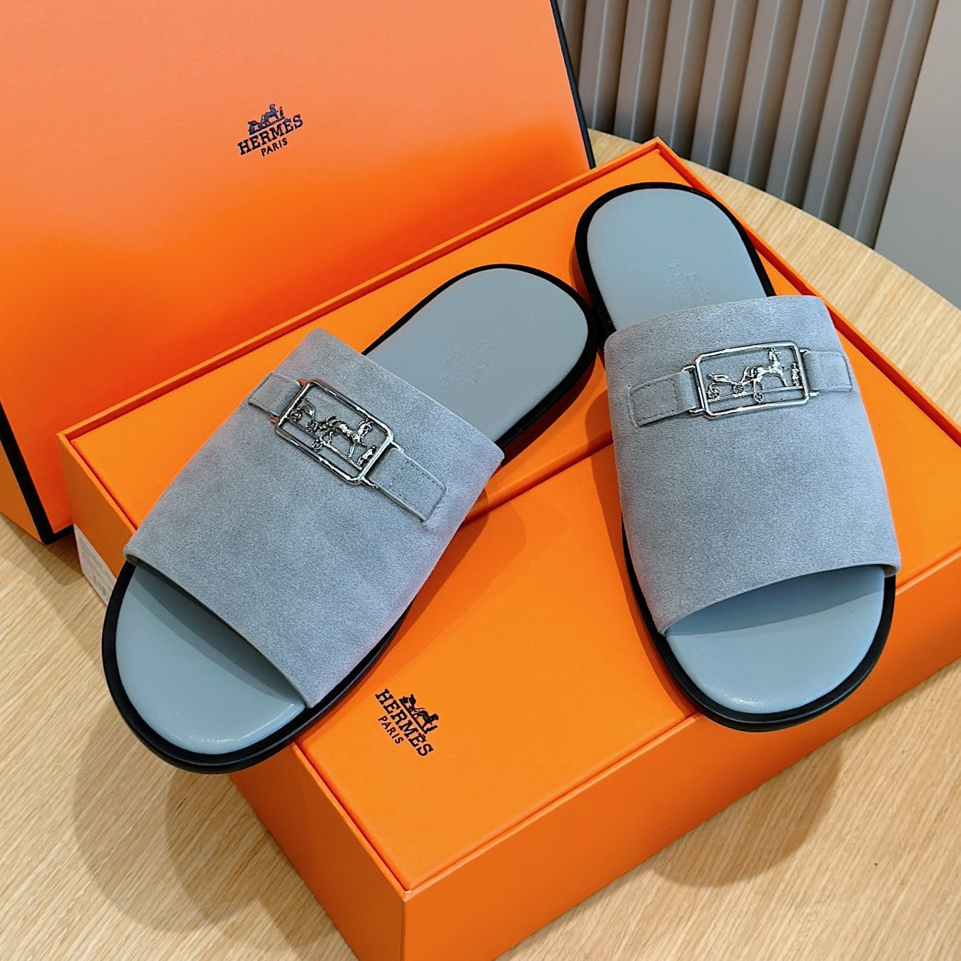 HM Men's Tenor Slide Blue Suede 547658