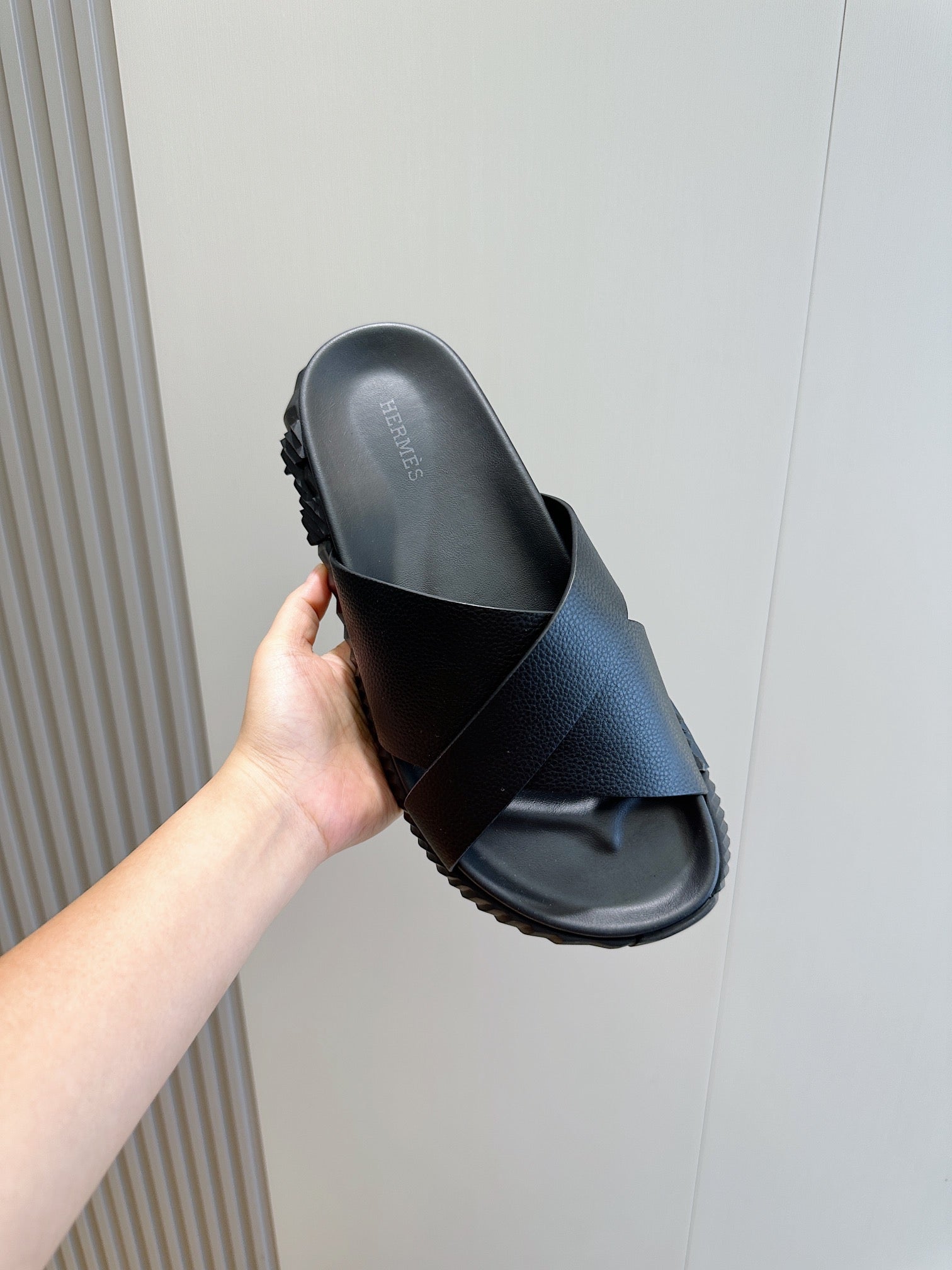 HM Men's Infra Slide Black Calfskin 547620