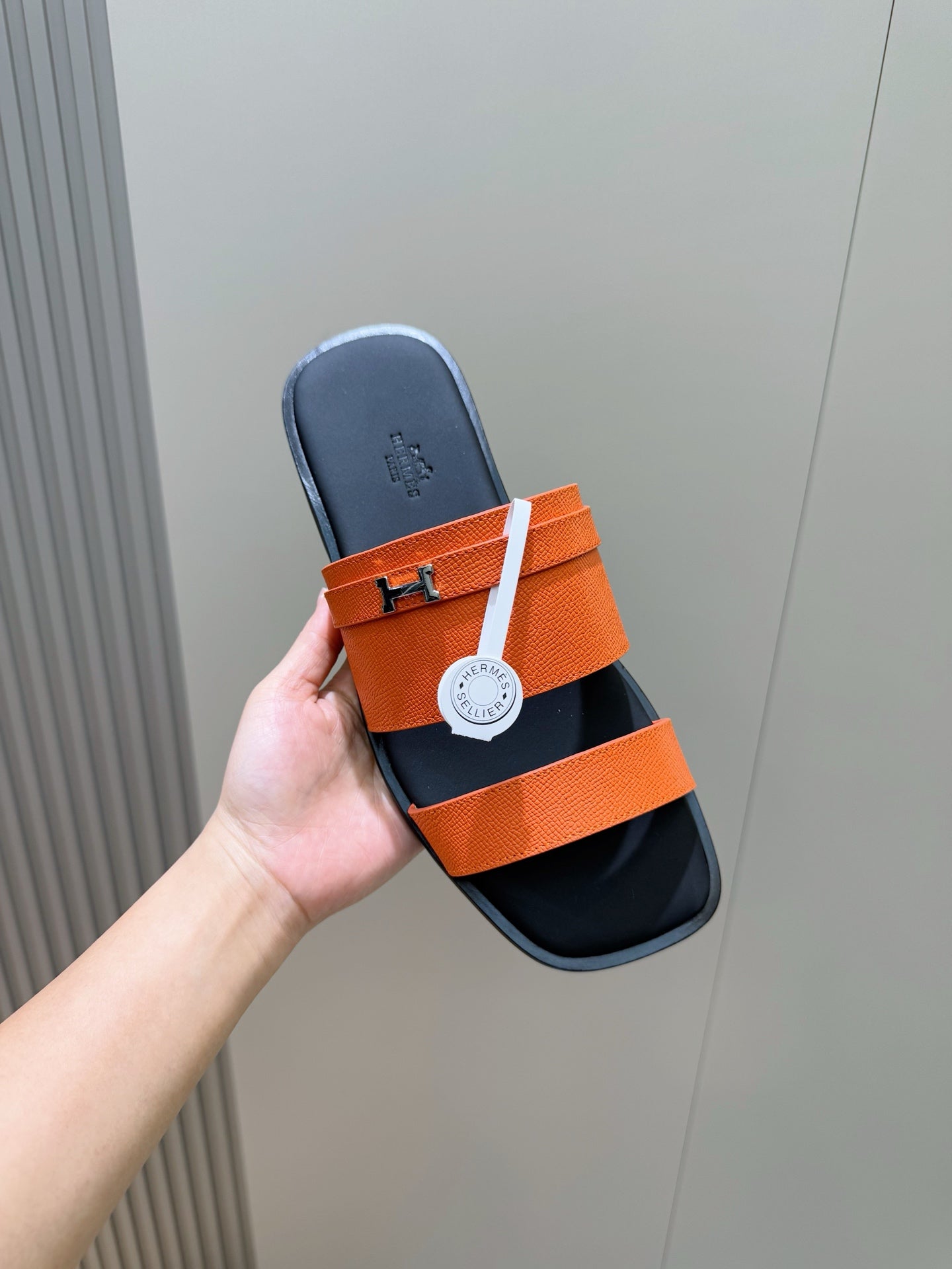 HM Men's 25 Slide Orange Calfskin 599974