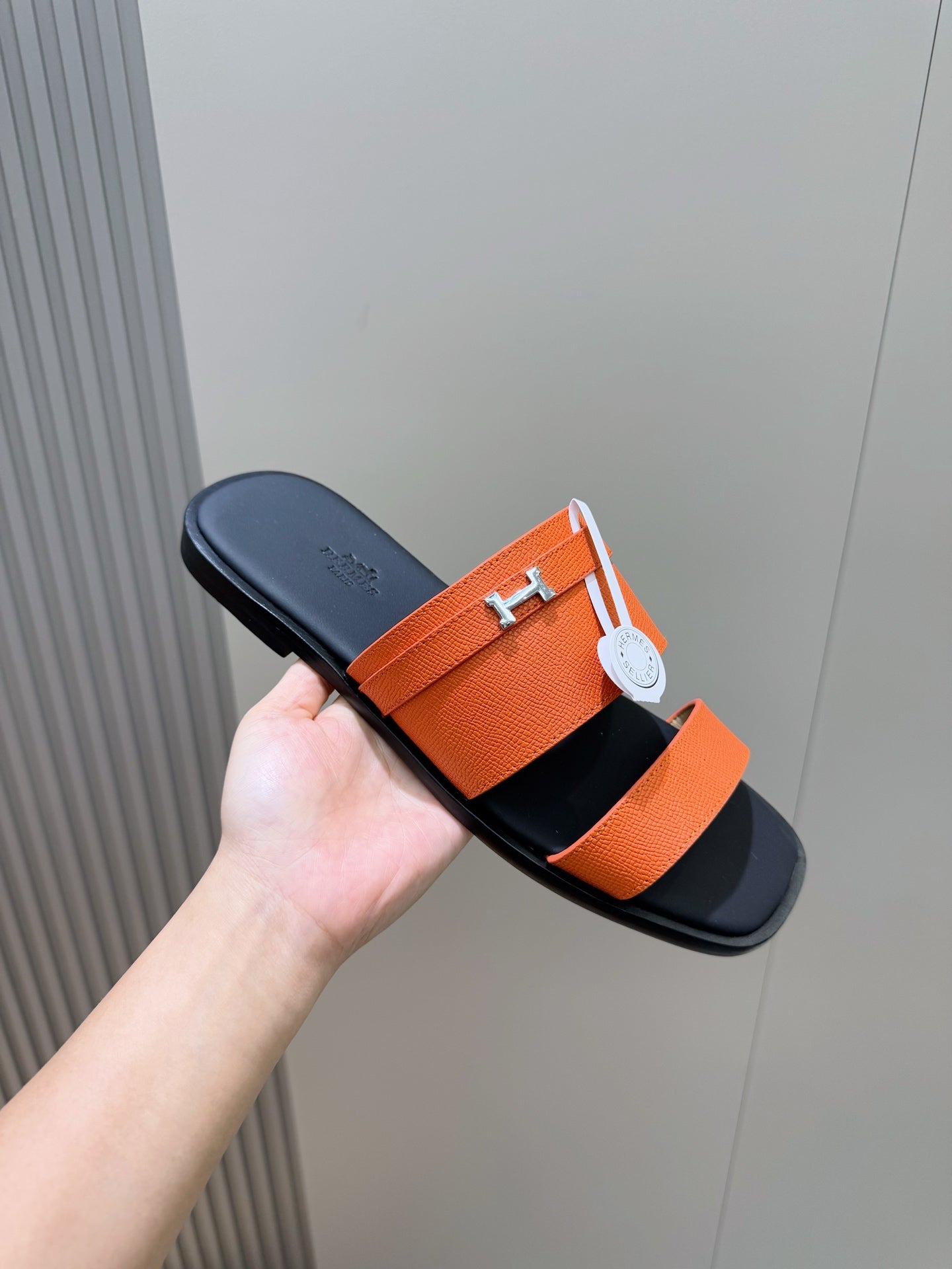 HM Men's 25 Slide Orange Calfskin 599974