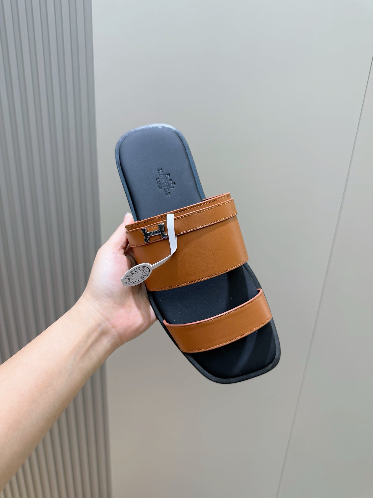 HM Men's 25 Slide Brown Calfskin 599978