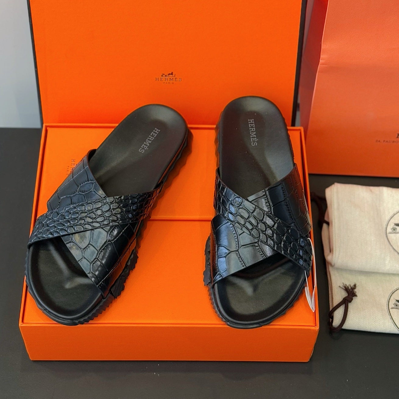 HM Men's Infra Slide Black Cowhide 599992