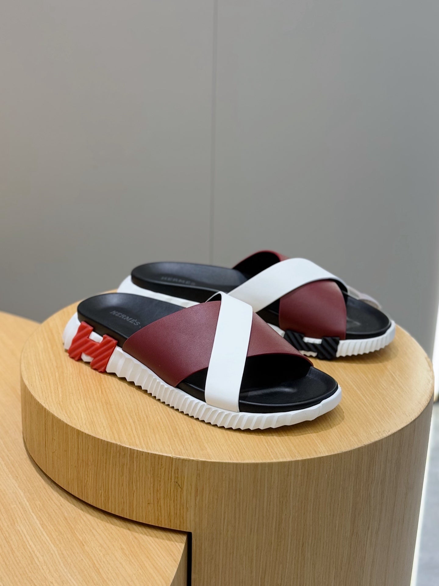 HM Men's Infra Slide Red White Cowhide 599993