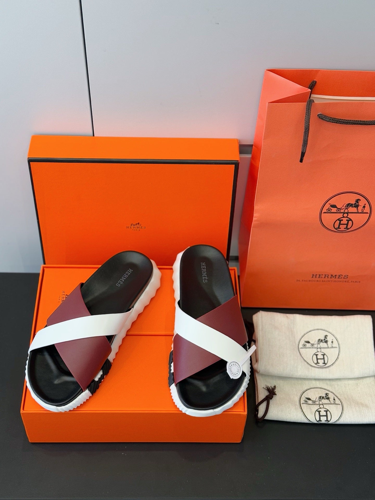 HM Men's Infra Slide Red White Cowhide 599993