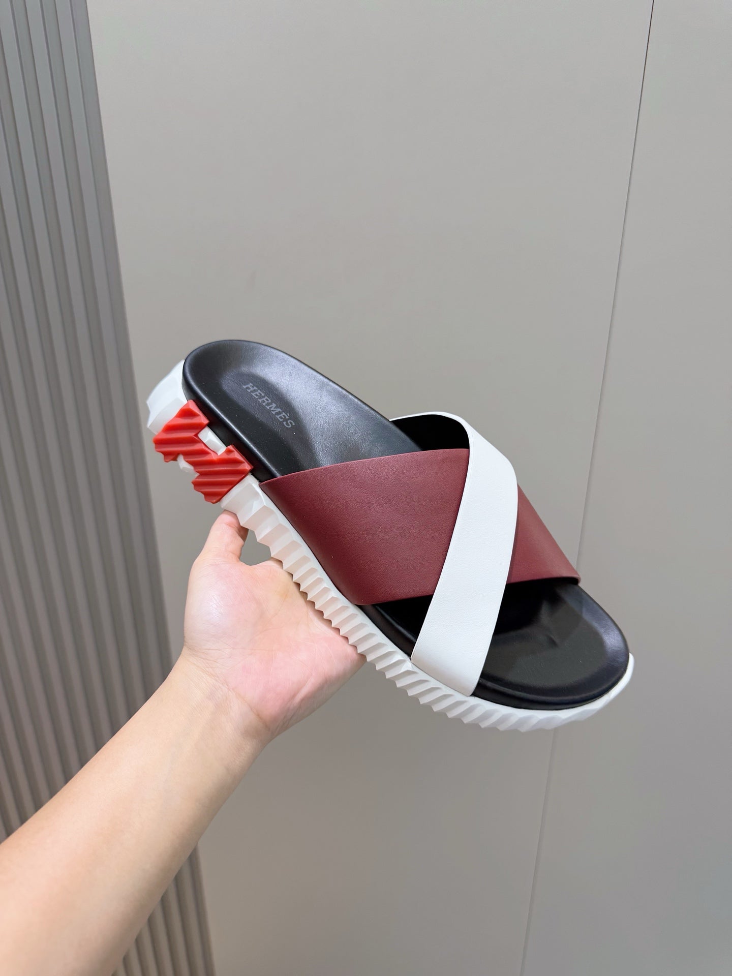 HM Men's Infra Slide Red White Cowhide 599993