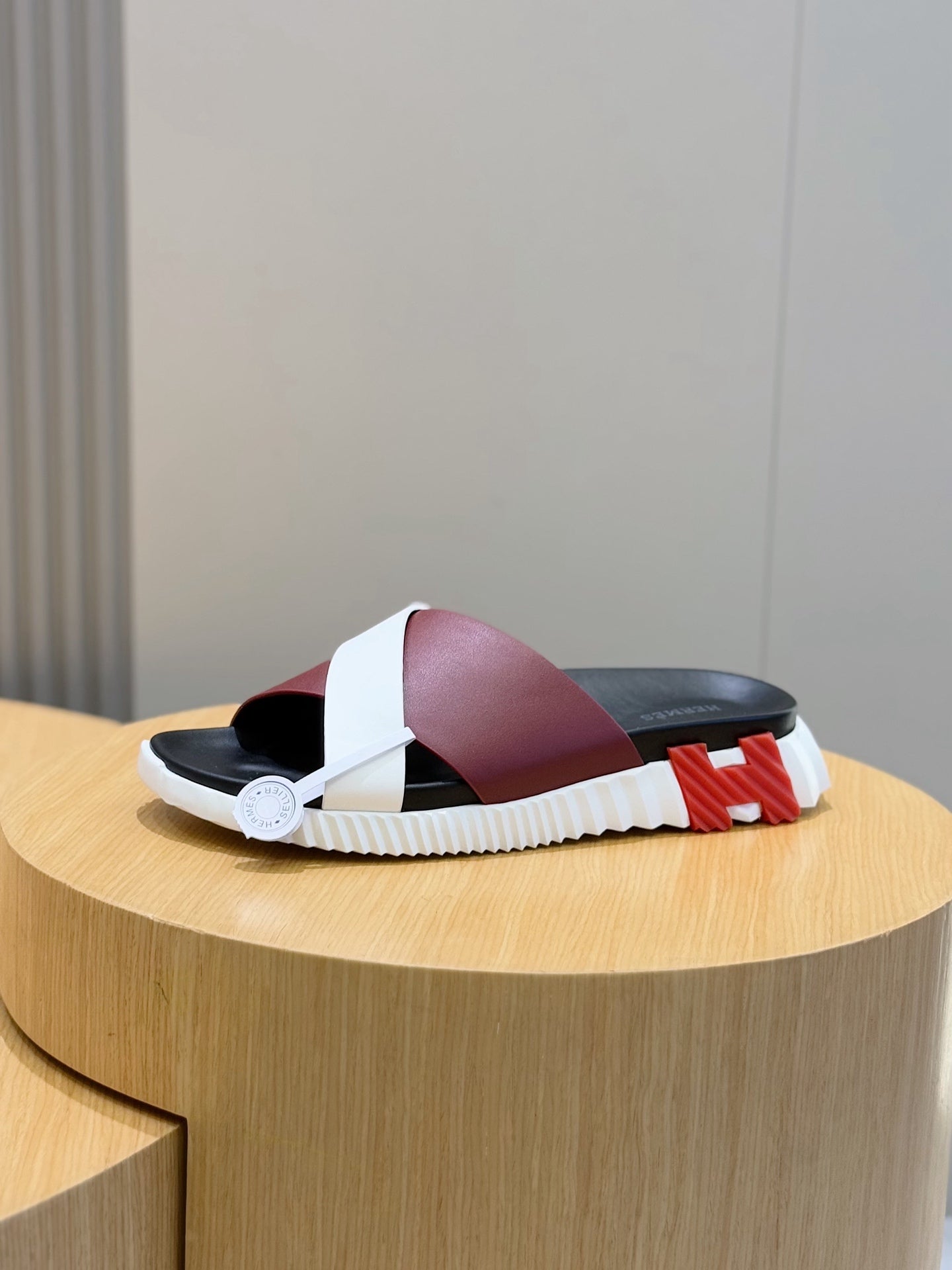 HM Men's Infra Slide Red White Cowhide 599993