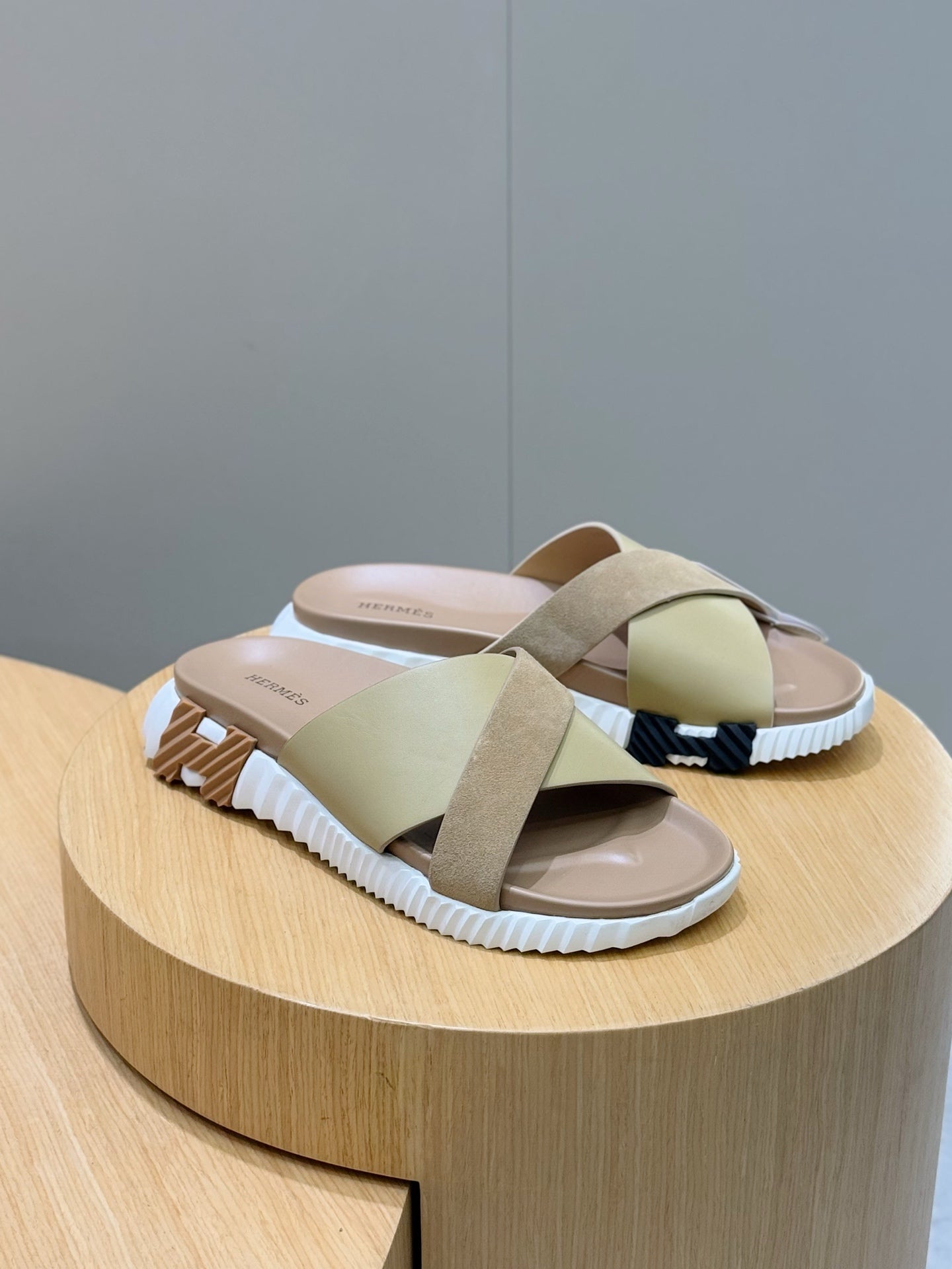 HM Men's Infra Slide Moss Green Cowhide Suede 599998