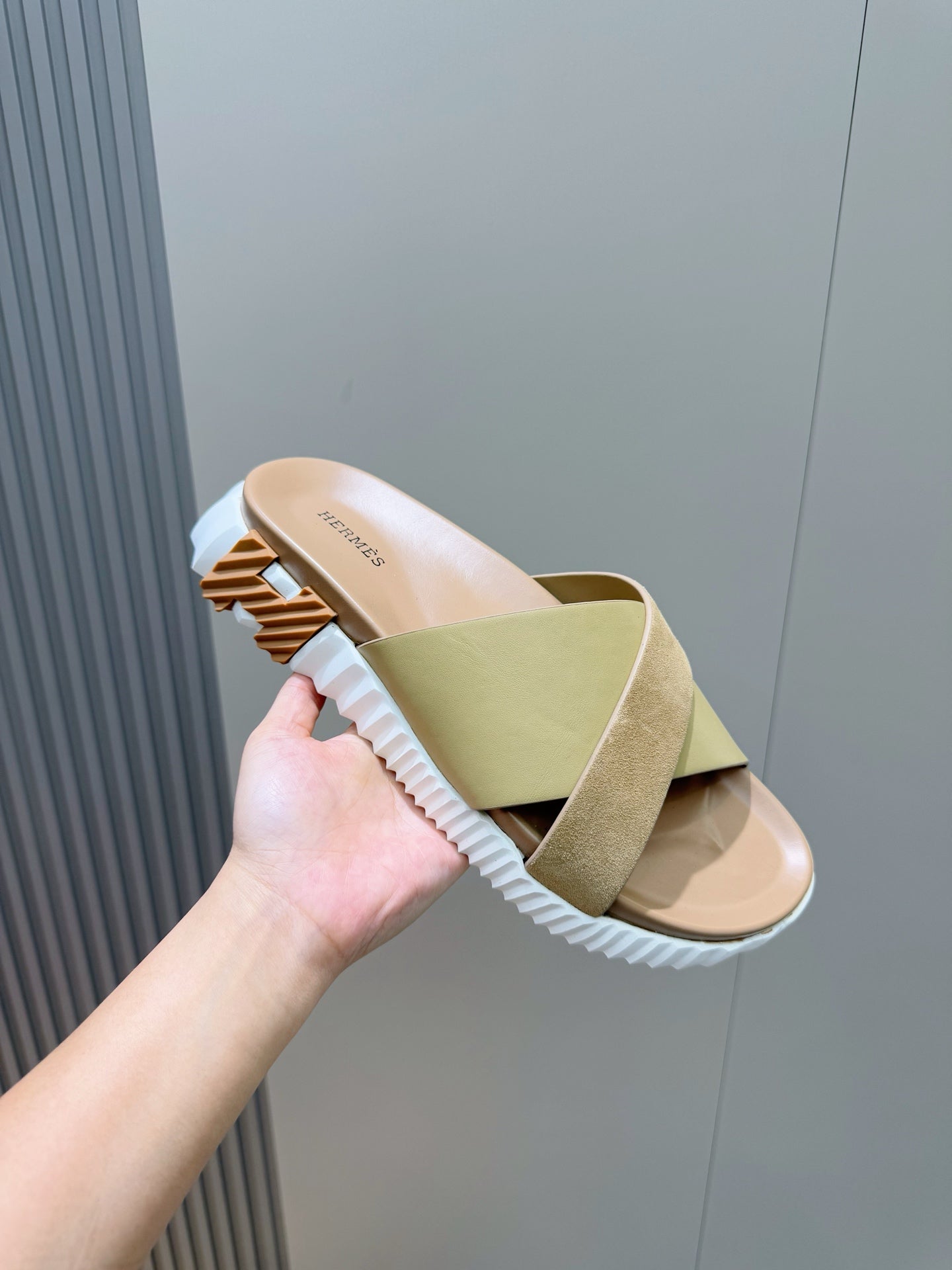 HM Men's Infra Slide Moss Green Cowhide Suede 599998