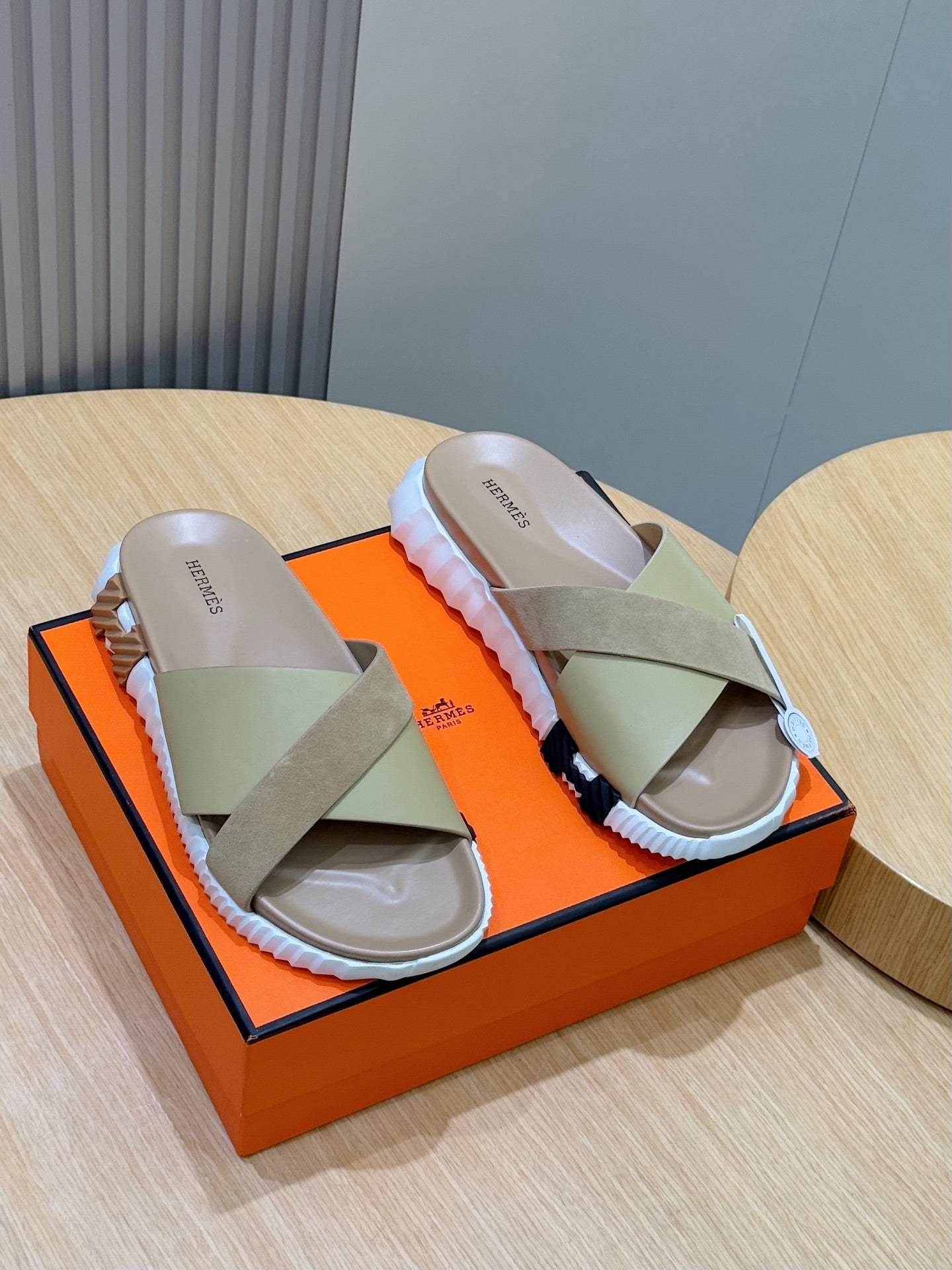 HM Men's Infra Slide Moss Green Cowhide Suede 599998