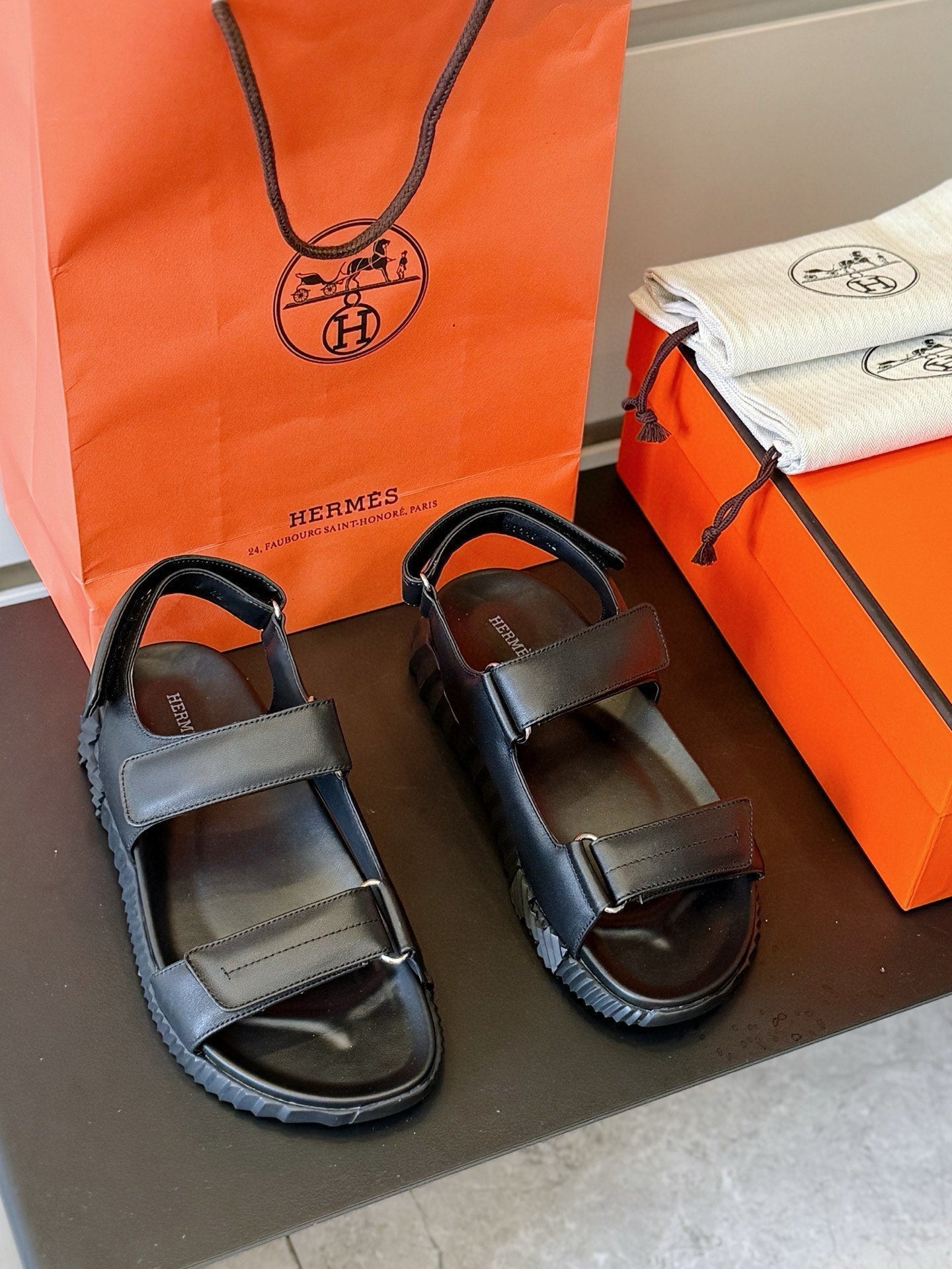 HM Men's Junior Sandal Black Calfskin 643234