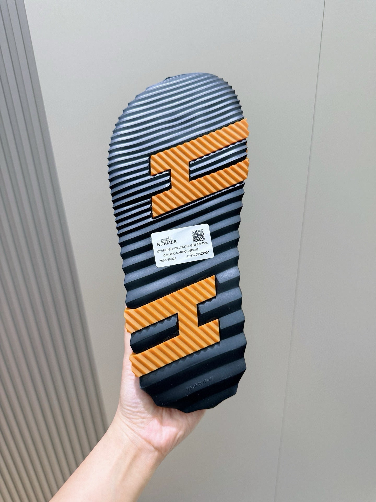 HM Men's Junior Sandal Black Orange Calfskin 643235