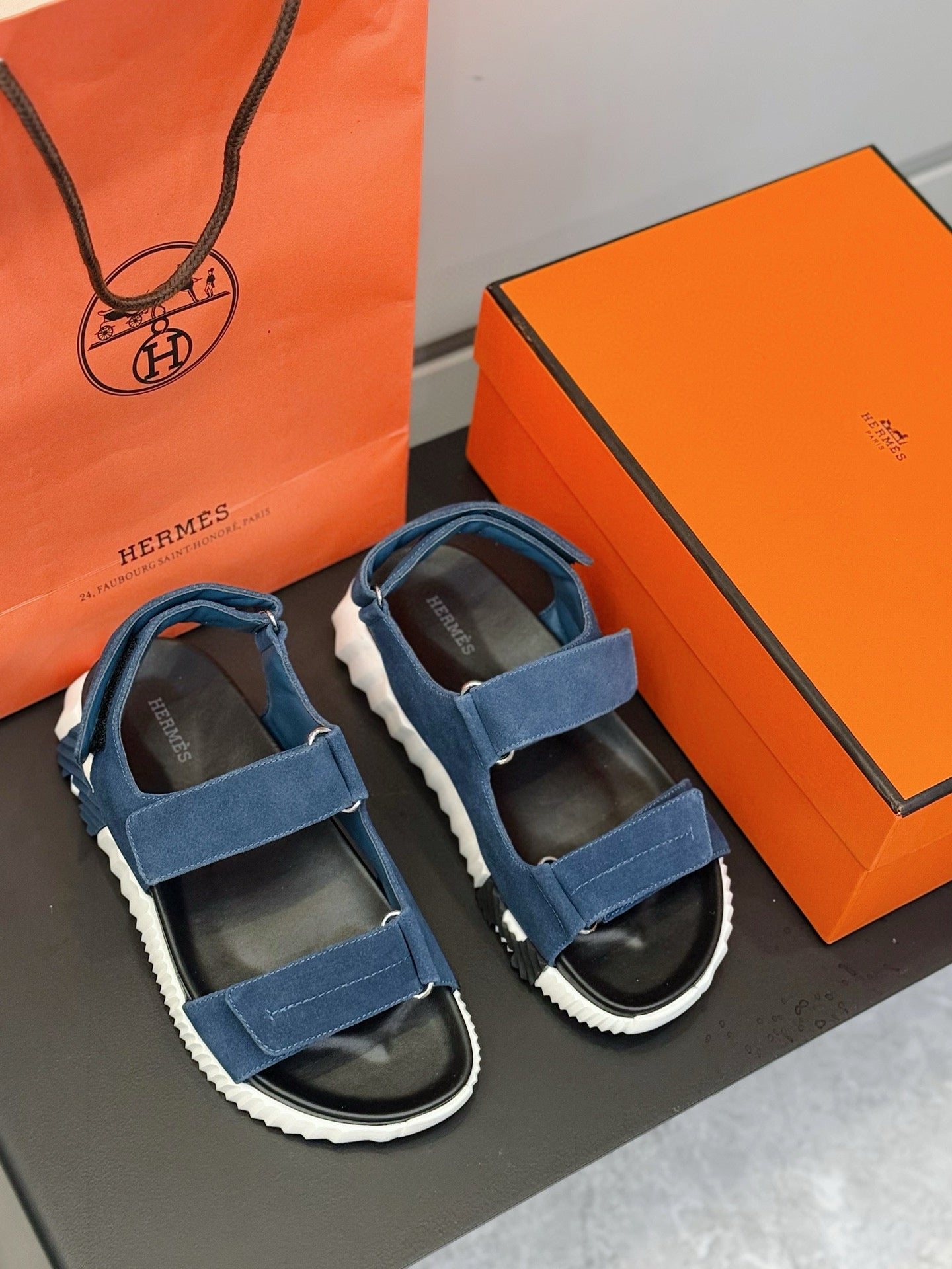 HM Men's Junior Sandal Blue Suede 643237