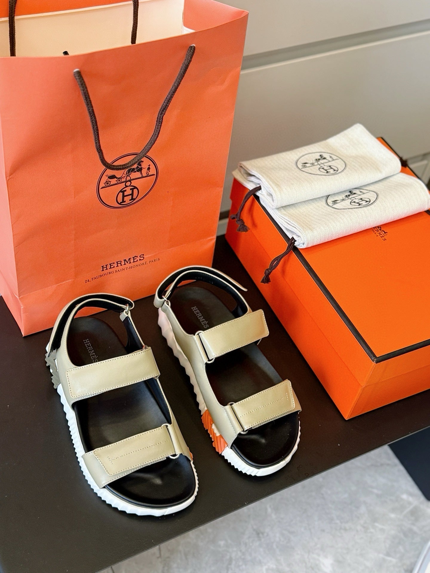 HM Men's Junior Sandal Olive Green Calfskin 643240