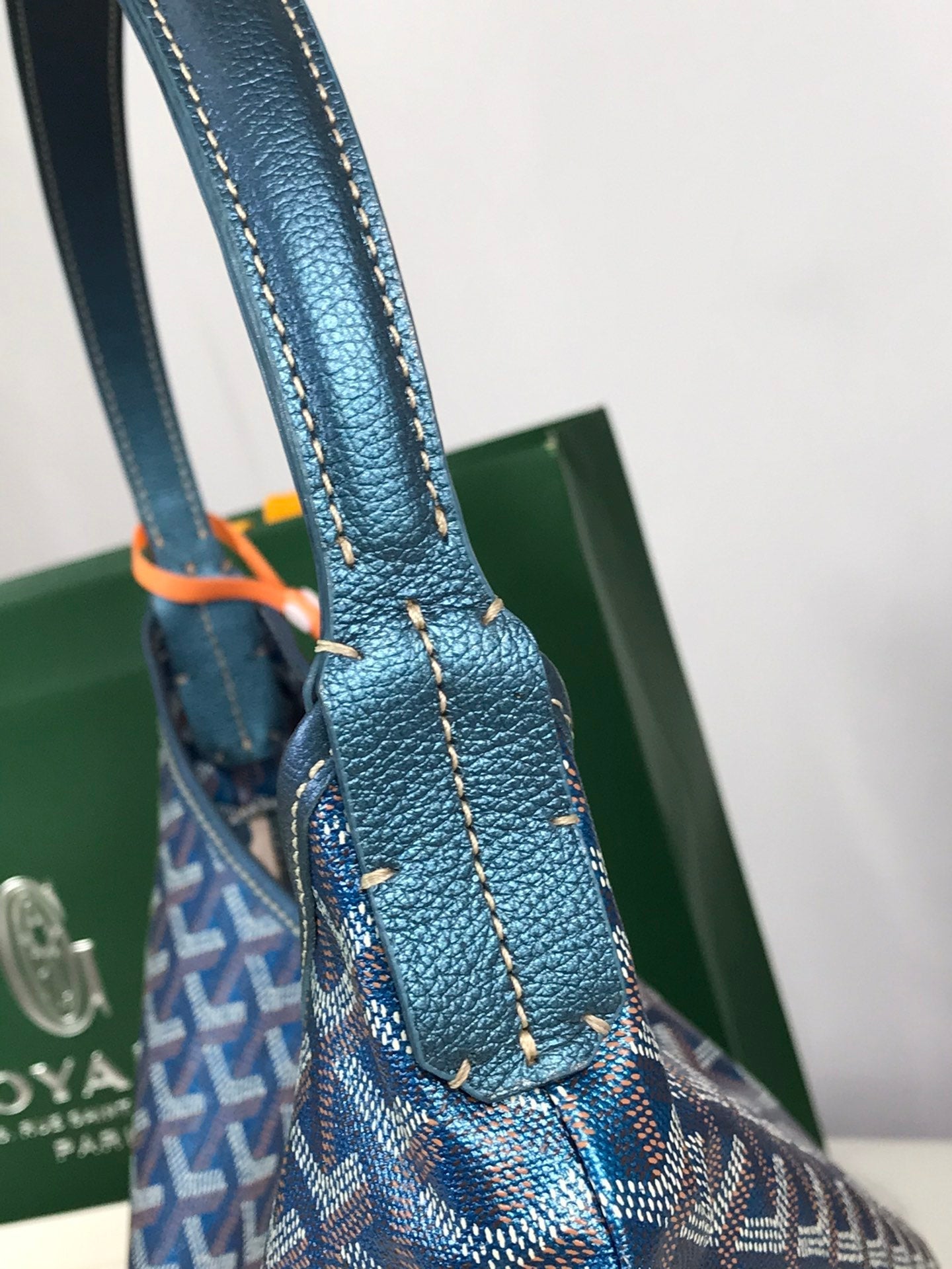 BohÃ¨me Hobo Bag 42cm Deep Blue Canvas Chevroches Calfskin