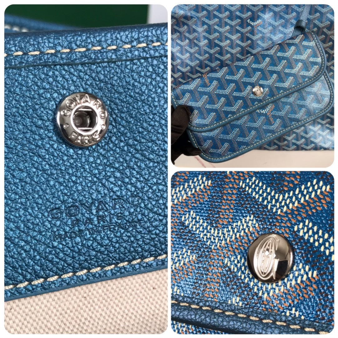 BohÃ¨me Hobo Bag 42cm Deep Blue Canvas Chevroches Calfskin