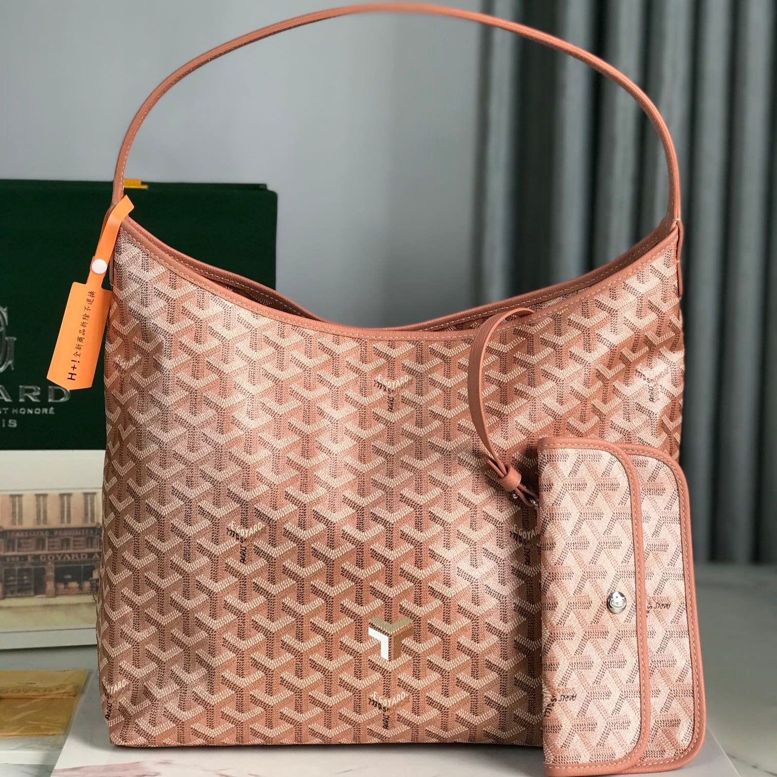 BohÃ¨me Hobo Bag 42cm Pink Canvas Chevroches Calfskin