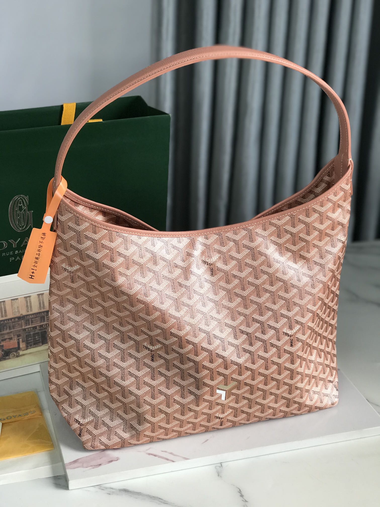 BohÃ¨me Hobo Bag 42cm Pink Canvas Chevroches Calfskin