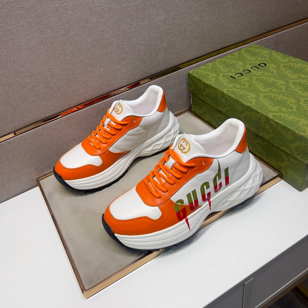 GG Men's 25 Sneaker White Orange Sheepskin 524269