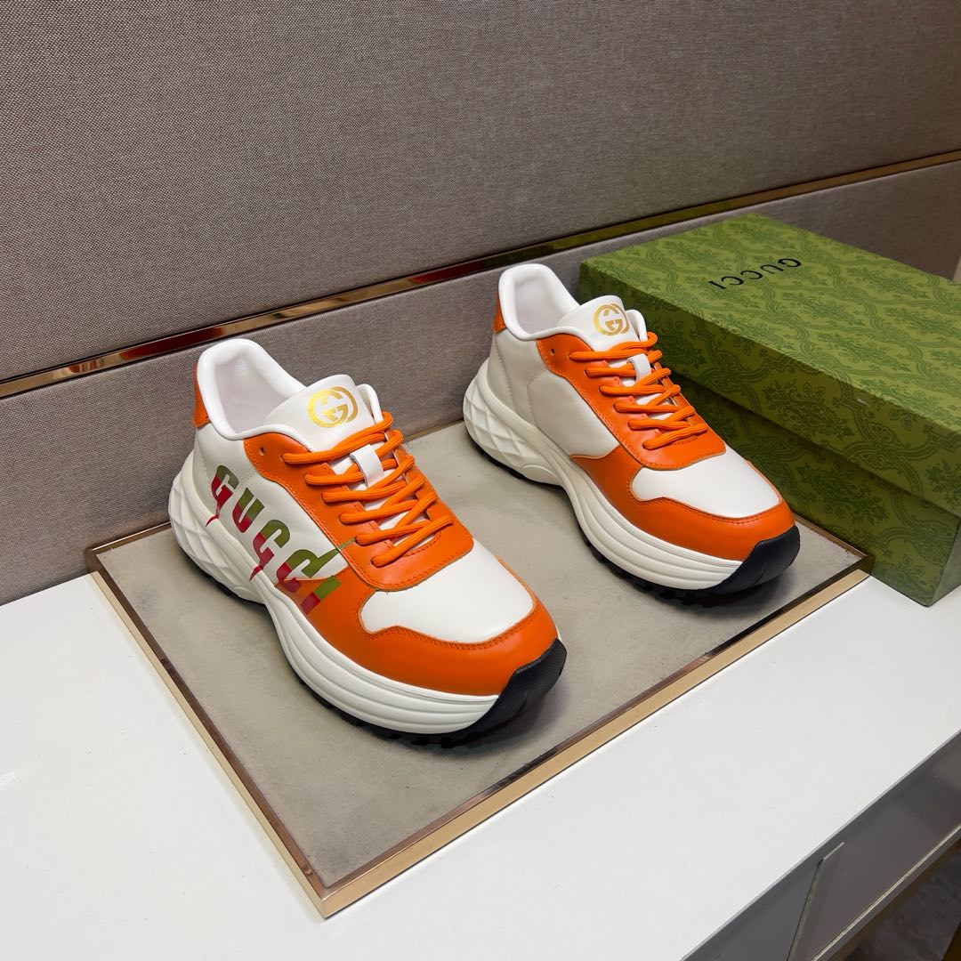 GG Men's 25 Sneaker White Orange Sheepskin 524269