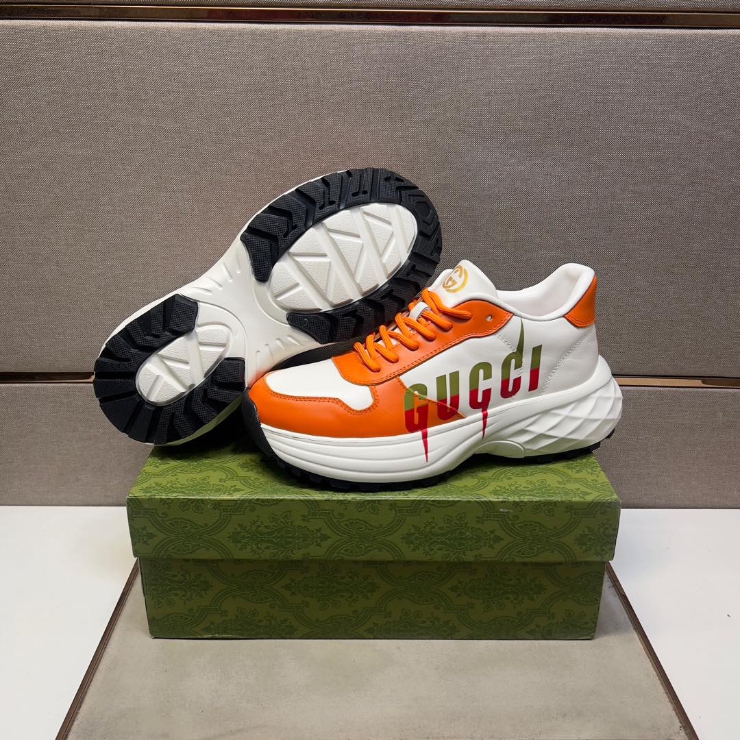 GG Men's 25 Sneaker White Orange Sheepskin 524269