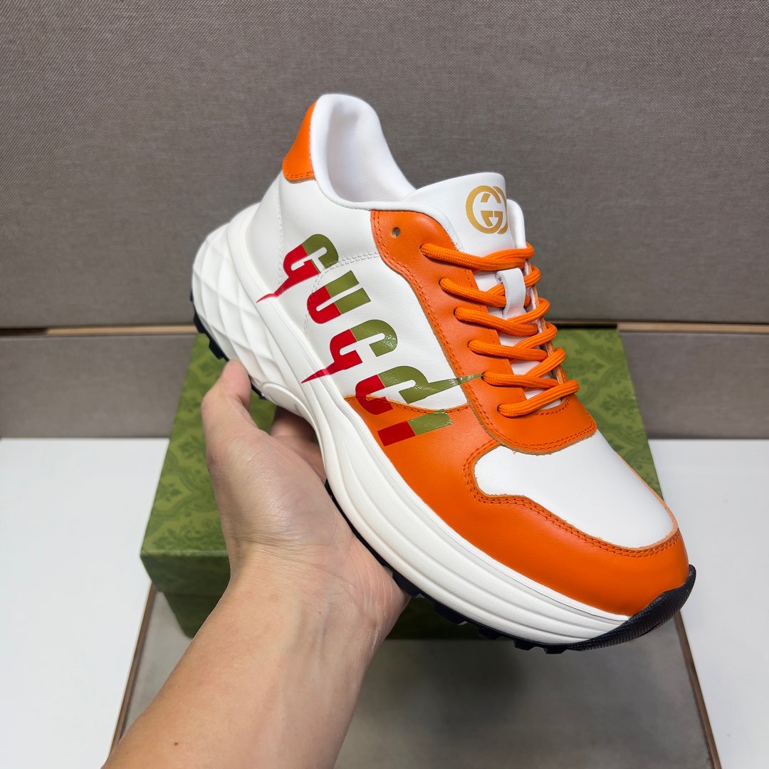 GG Men's 25 Sneaker White Orange Sheepskin 524269