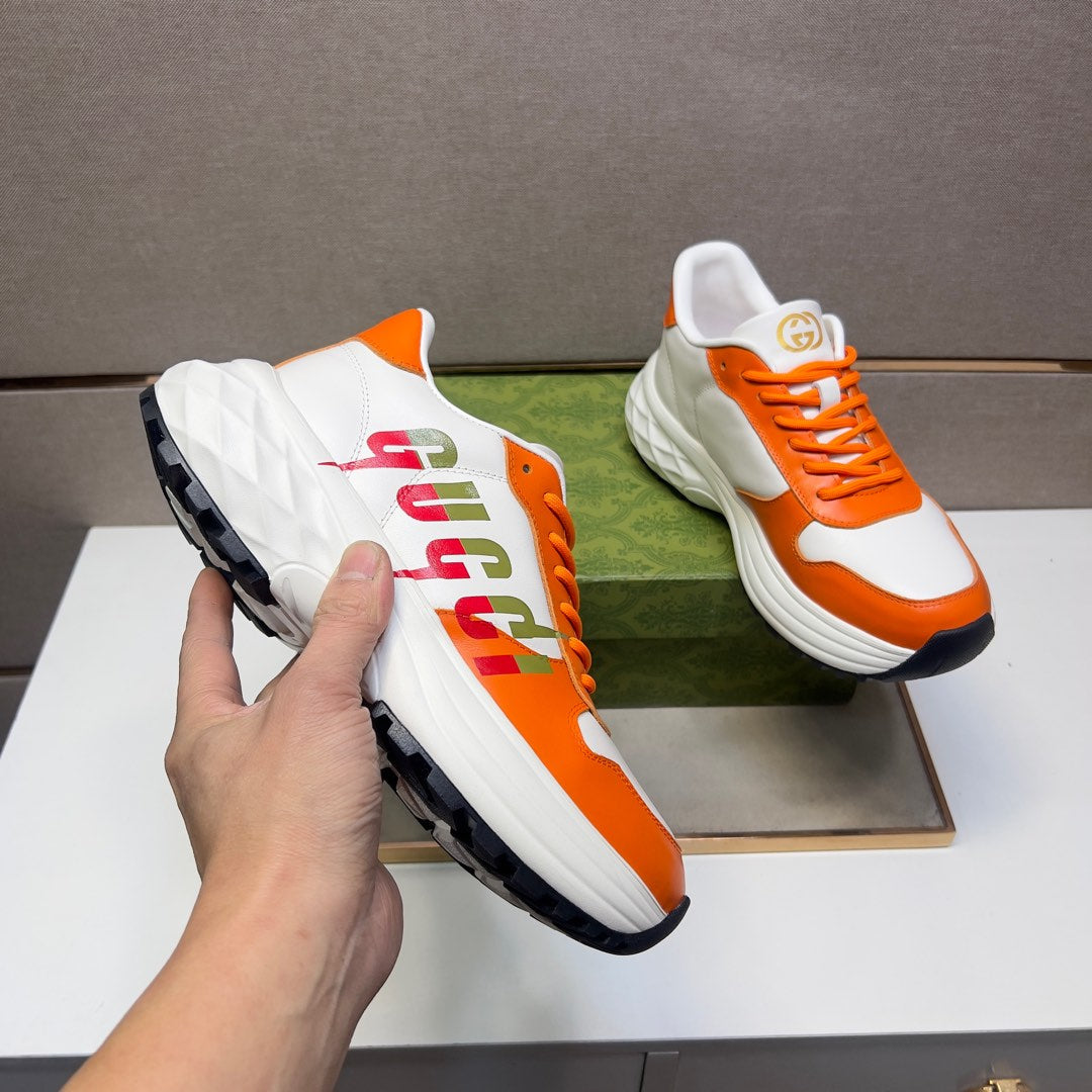 GG Men's 25 Sneaker White Orange Sheepskin 524269