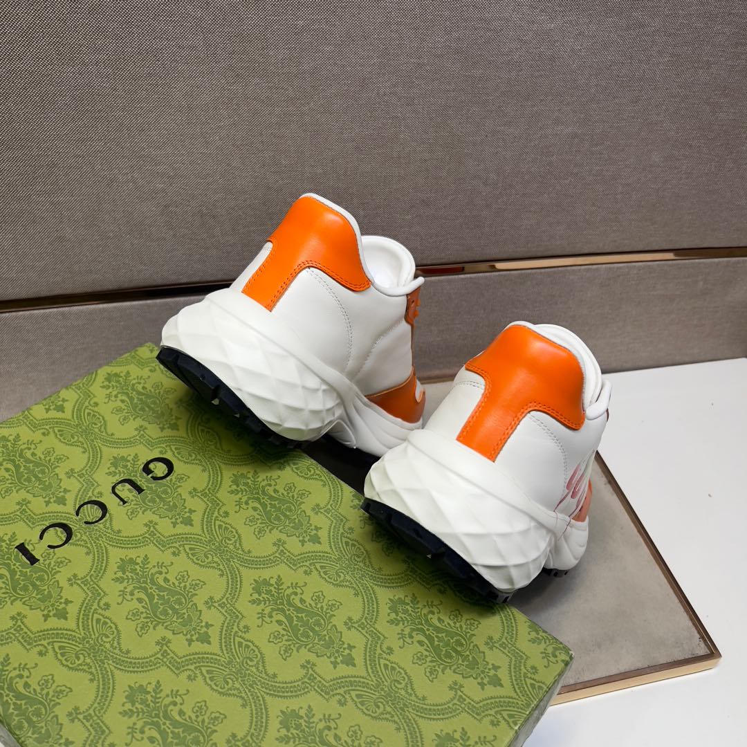 GG Men's 25 Sneaker White Orange Sheepskin 524269