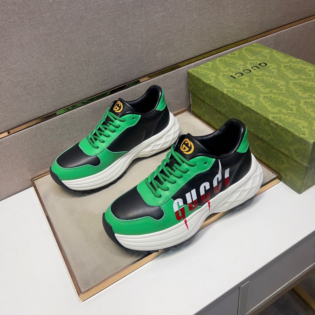 GG Men's 25 Sneaker Green Black Sheepskin 524270