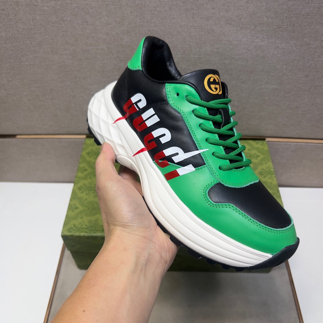 GG Men's 25 Sneaker Green Black Sheepskin 524270