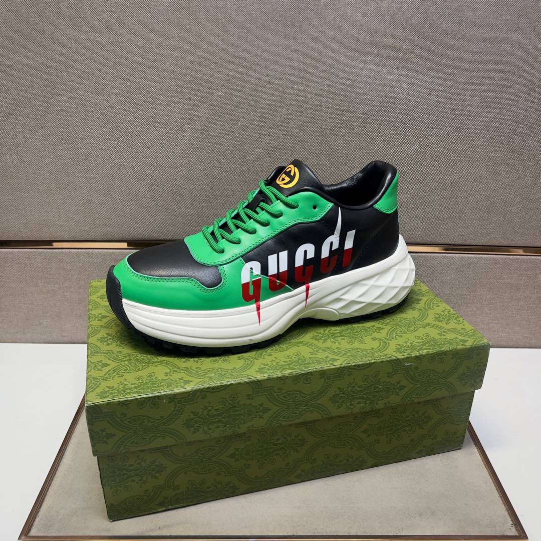 GG Men's 25 Sneaker Green Black Sheepskin 524270