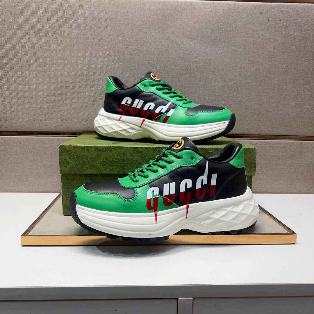 GG Men's 25 Sneaker Green Black Sheepskin 524270