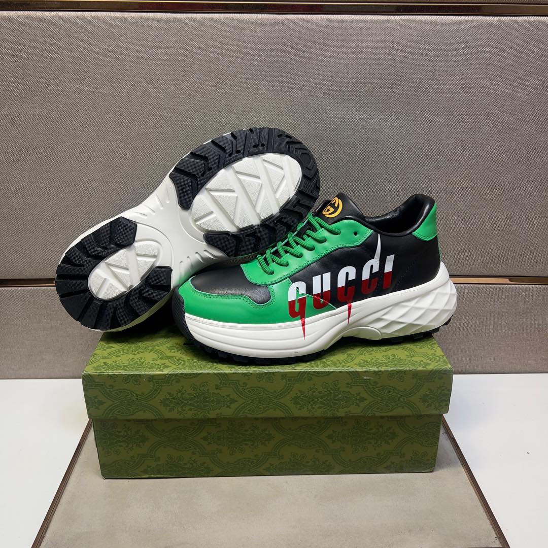 GG Men's 25 Sneaker Green Black Sheepskin 524270