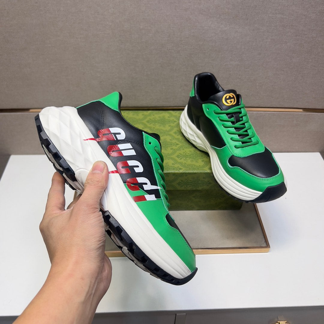 GG Men's 25 Sneaker Green Black Sheepskin 524270