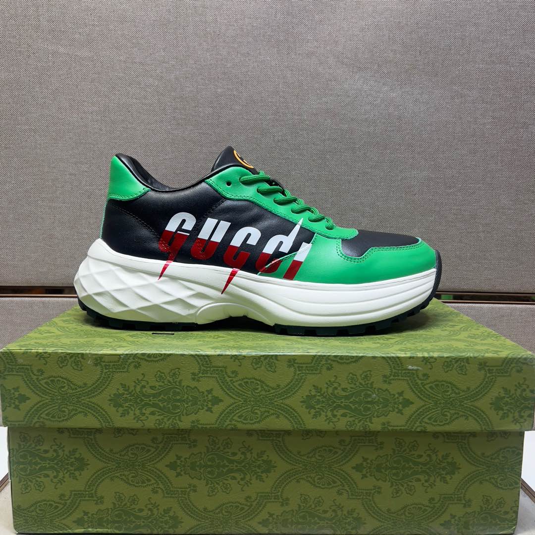 GG Men's 25 Sneaker Green Black Sheepskin 524270