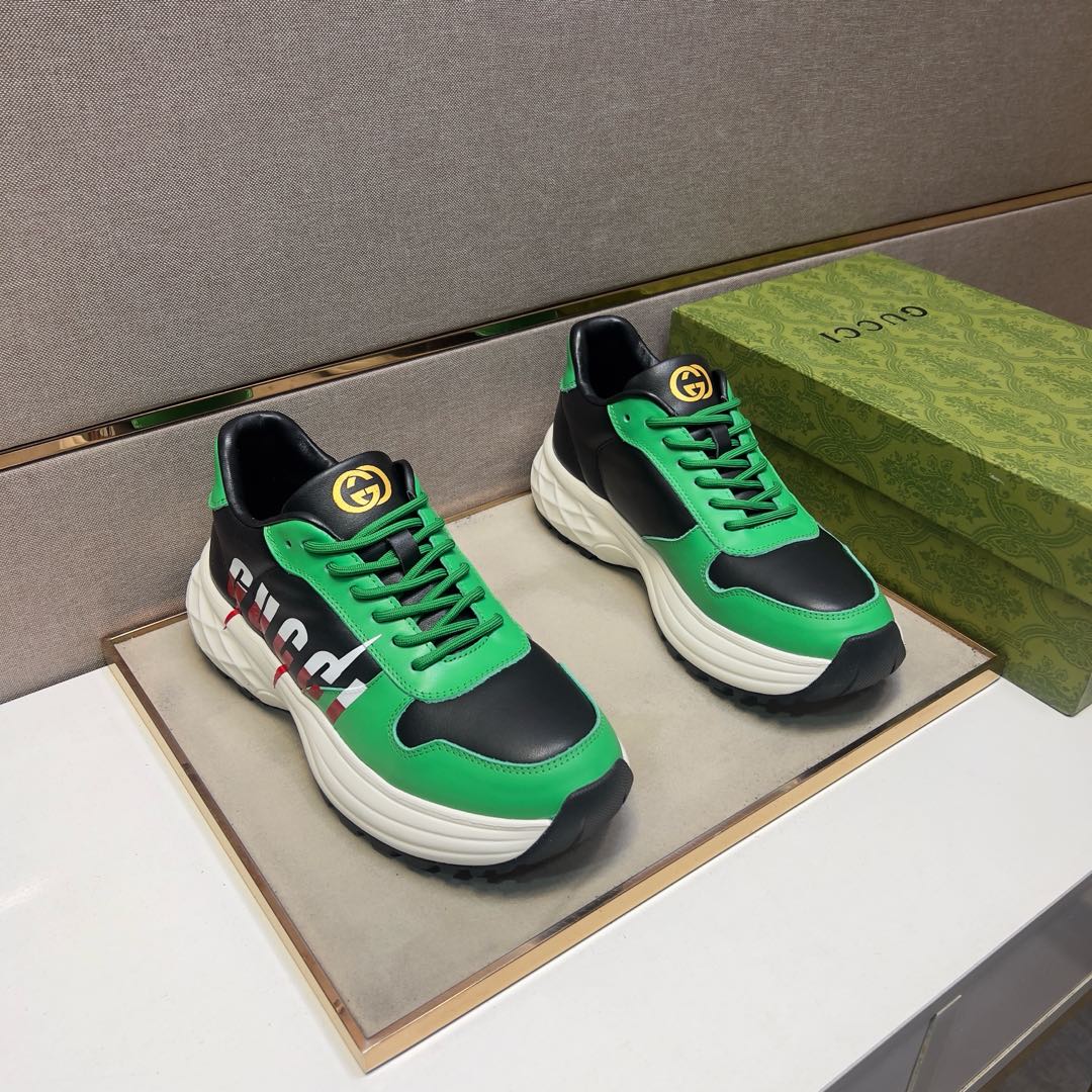 GG Men's 25 Sneaker Green Black Sheepskin 524270