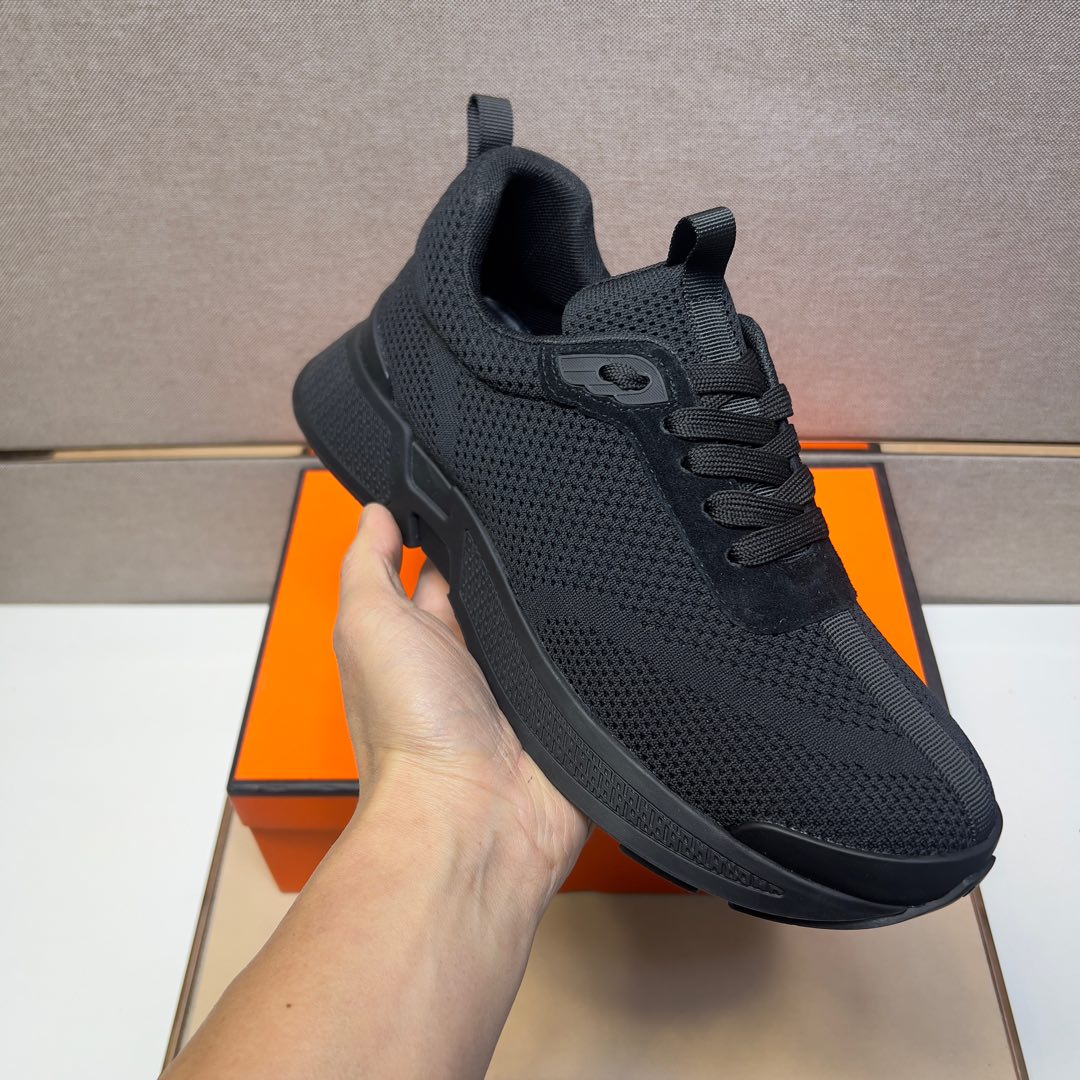 HM Men's 25 Sneaker Black Mesh Calfskin 524298