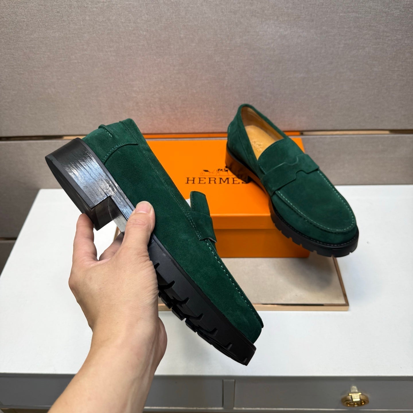 HM Men's 25 Klement Loafer Muted Green Suede 701602