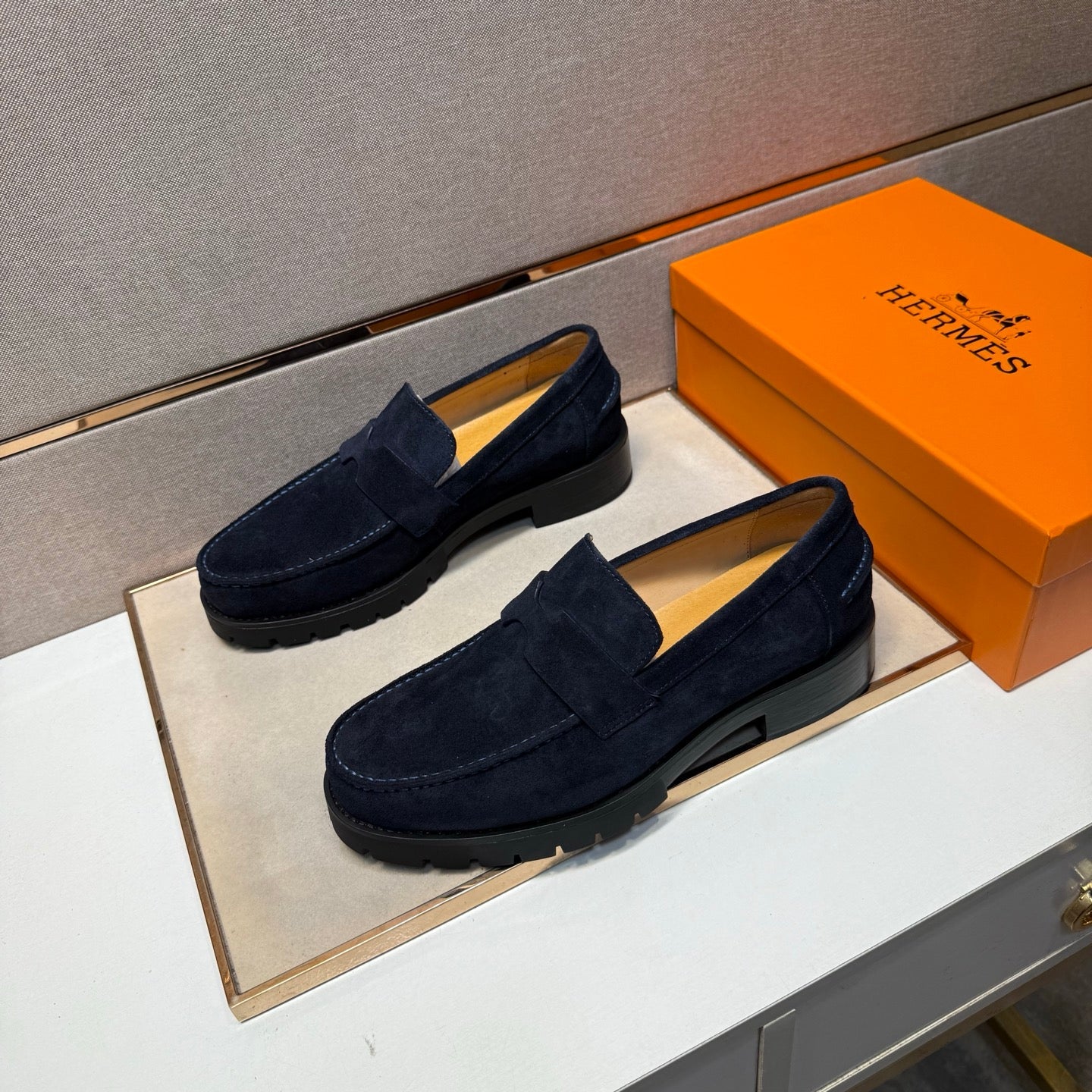 HM Men's 25 Klement Loafer Navy Blue Suede 701603