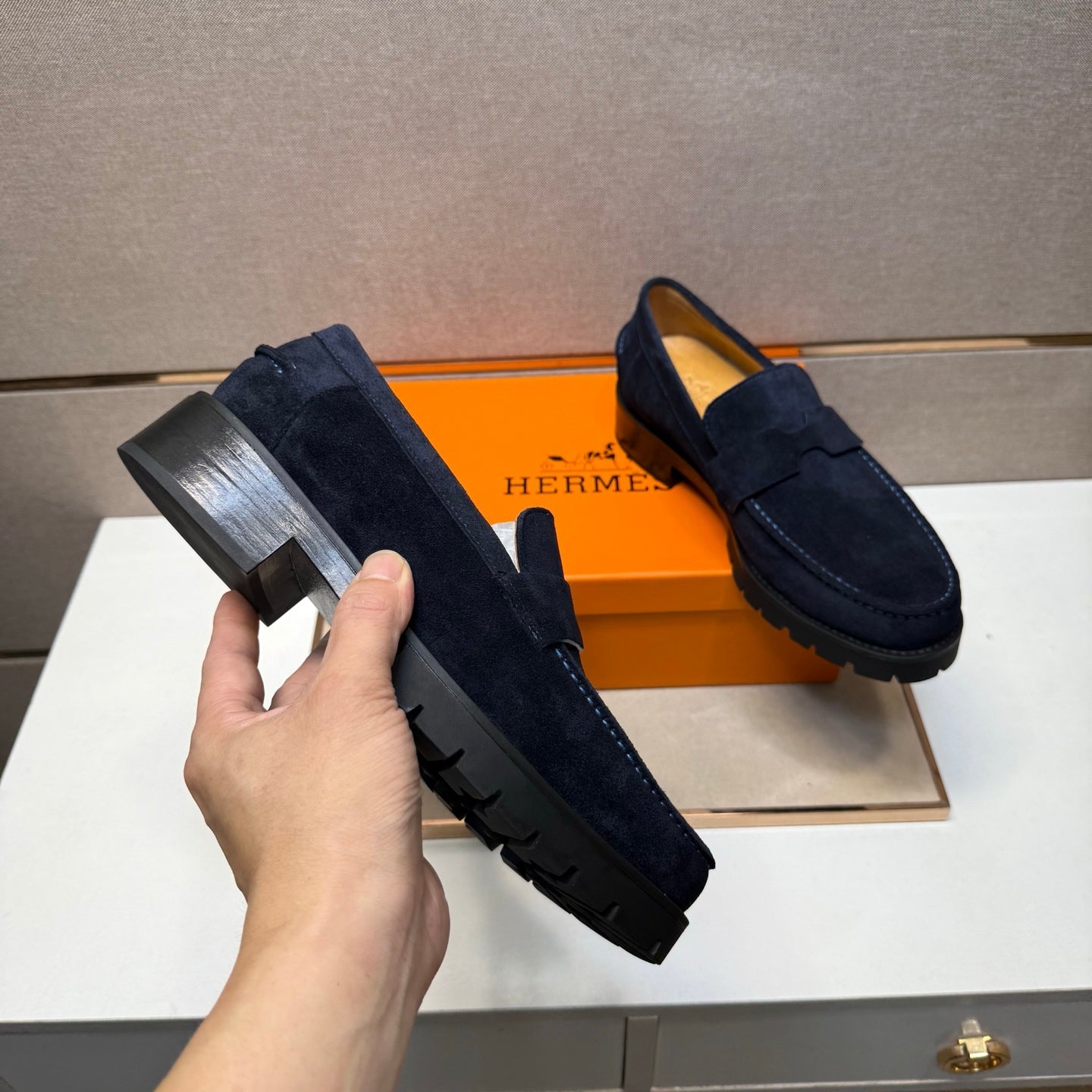 HM Men's 25 Klement Loafer Navy Blue Suede 701603