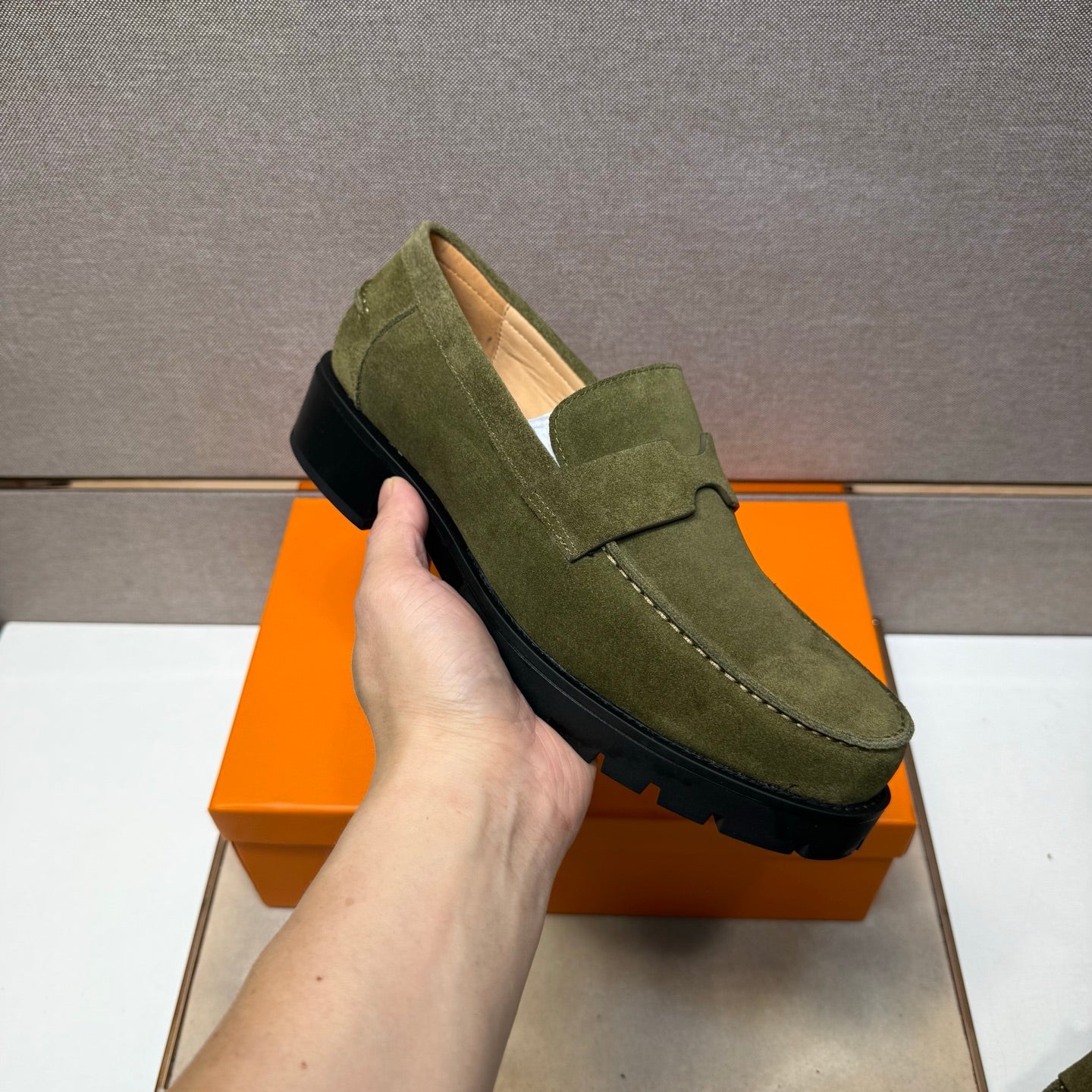 HM Men's 25 Klement Loafer Olive Green Suede 701604