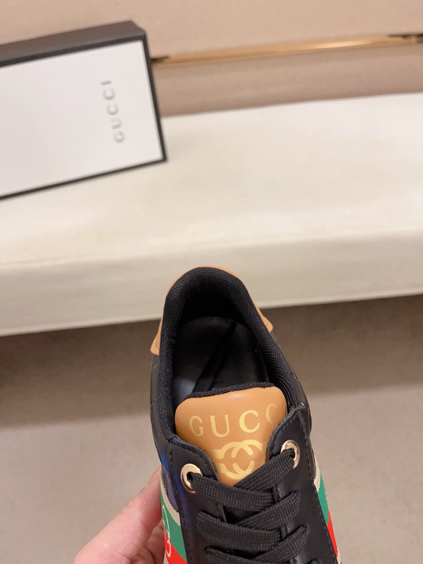 GG Men's Sneaker Black Grey Sheepskin Fabric 529027