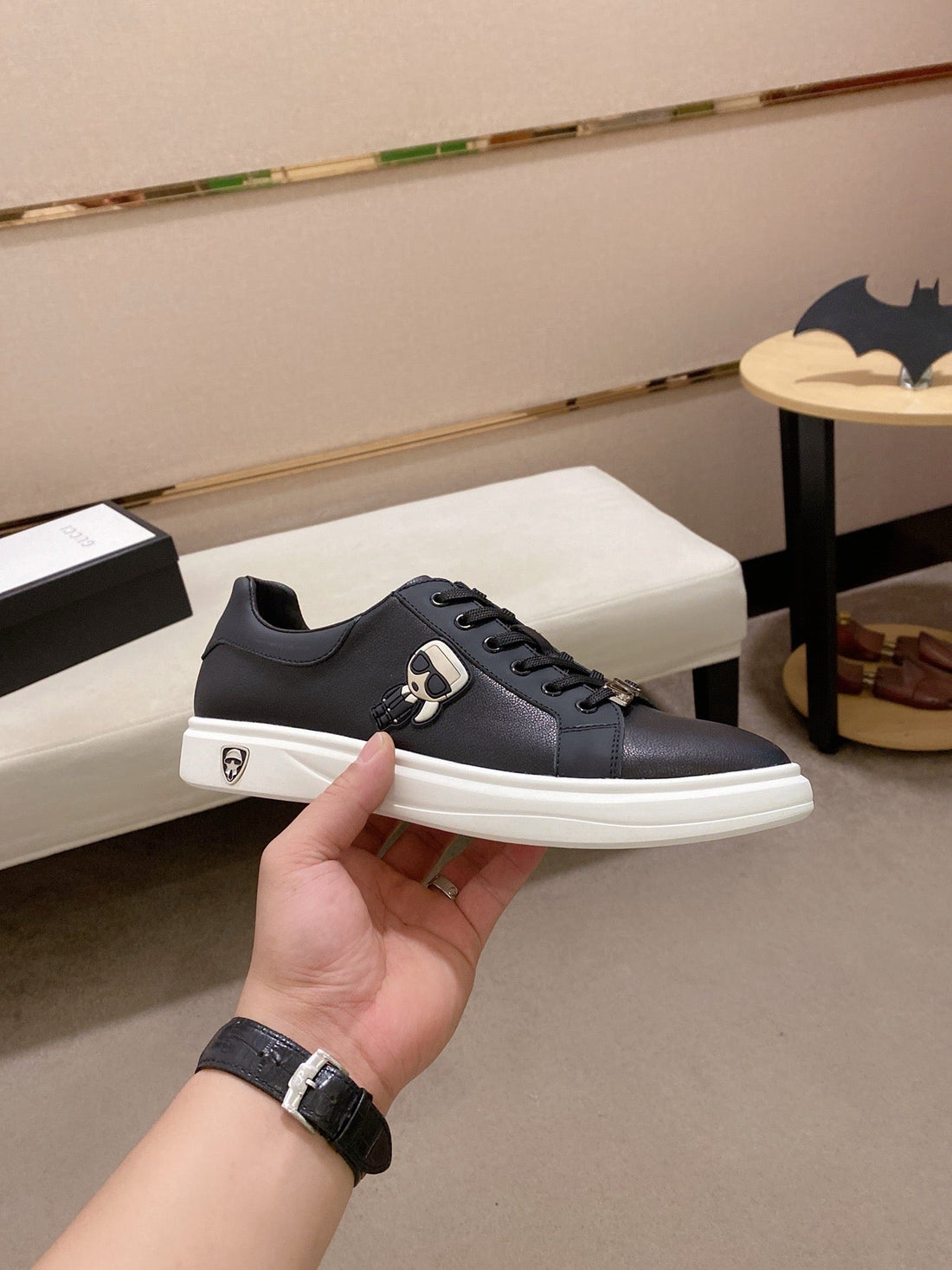 GG Men's Sneaker Black Cowhide 533953