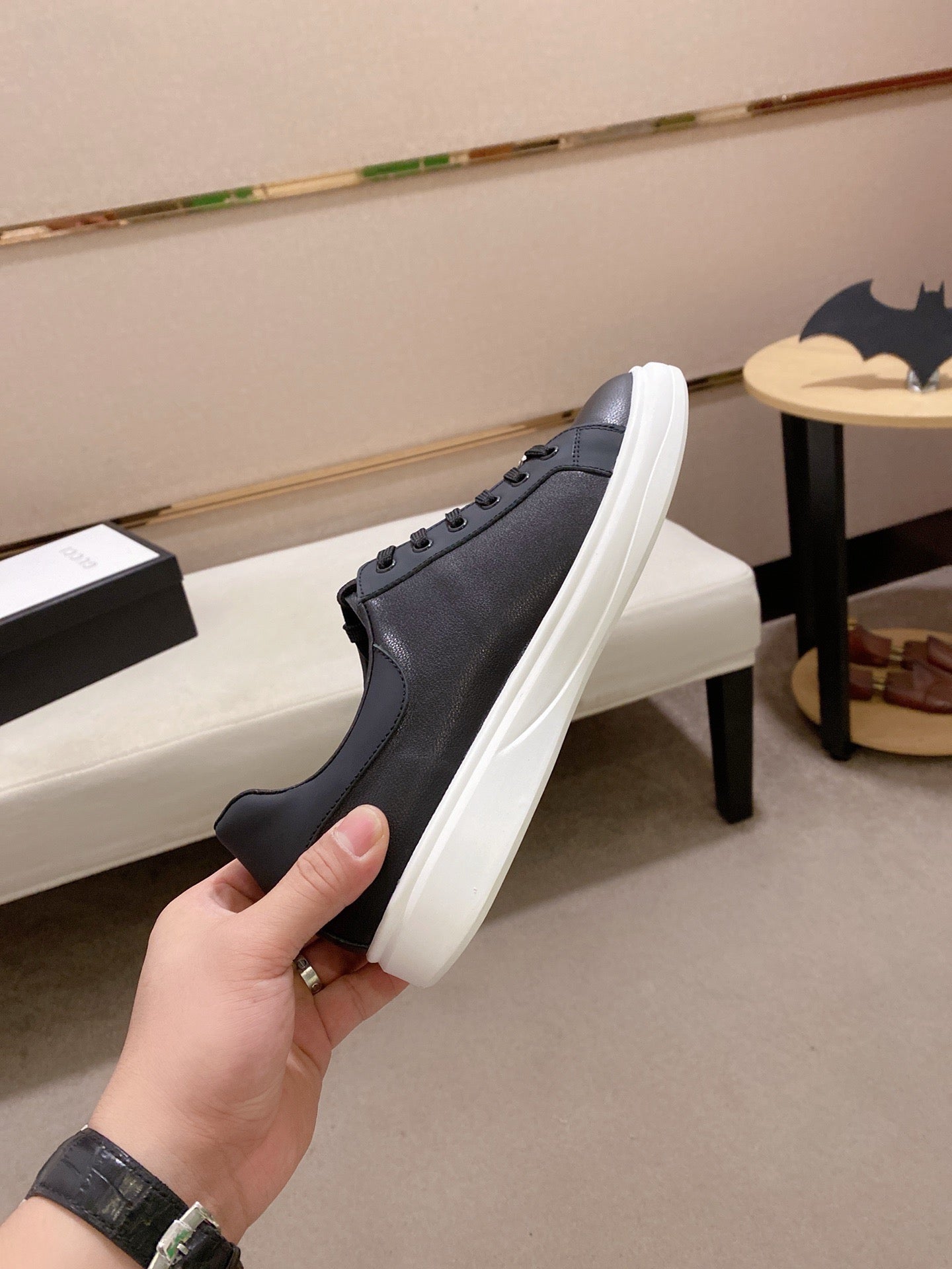 GG Men's Sneaker Black Cowhide 533953