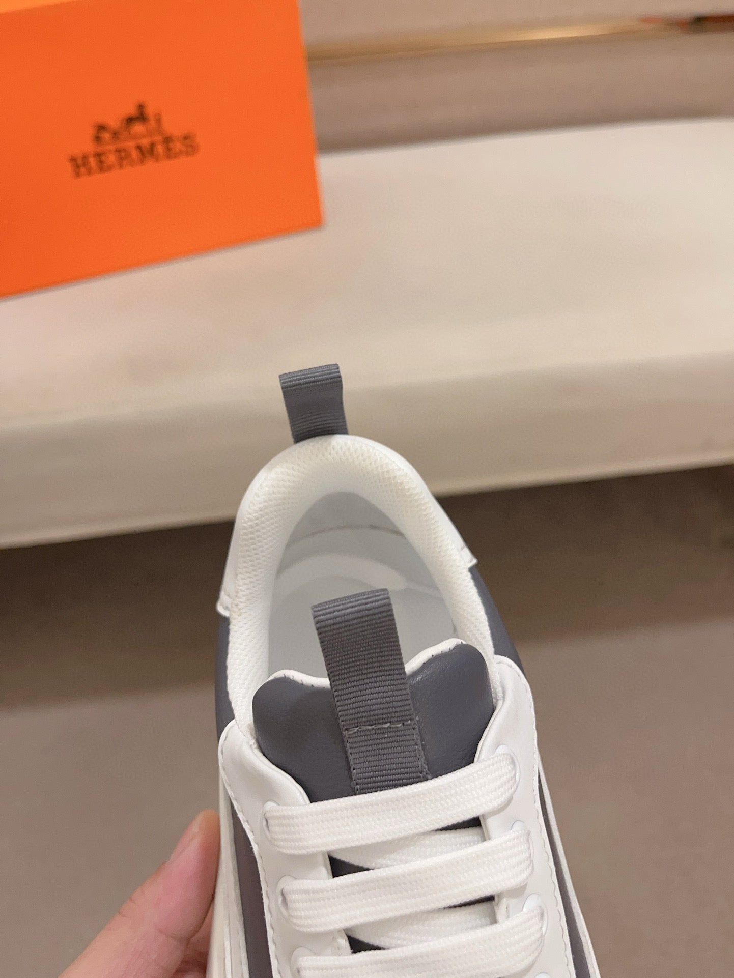 HM Men's Gramme Sneaker White Grey Cowhide 539678