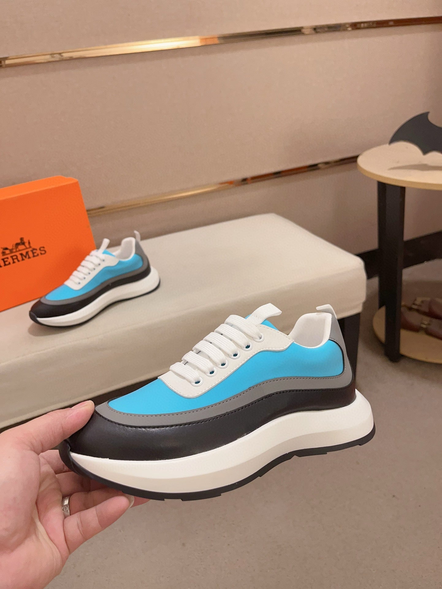 HM Men's Gramme Sneaker Skyblue Cowhide 539679