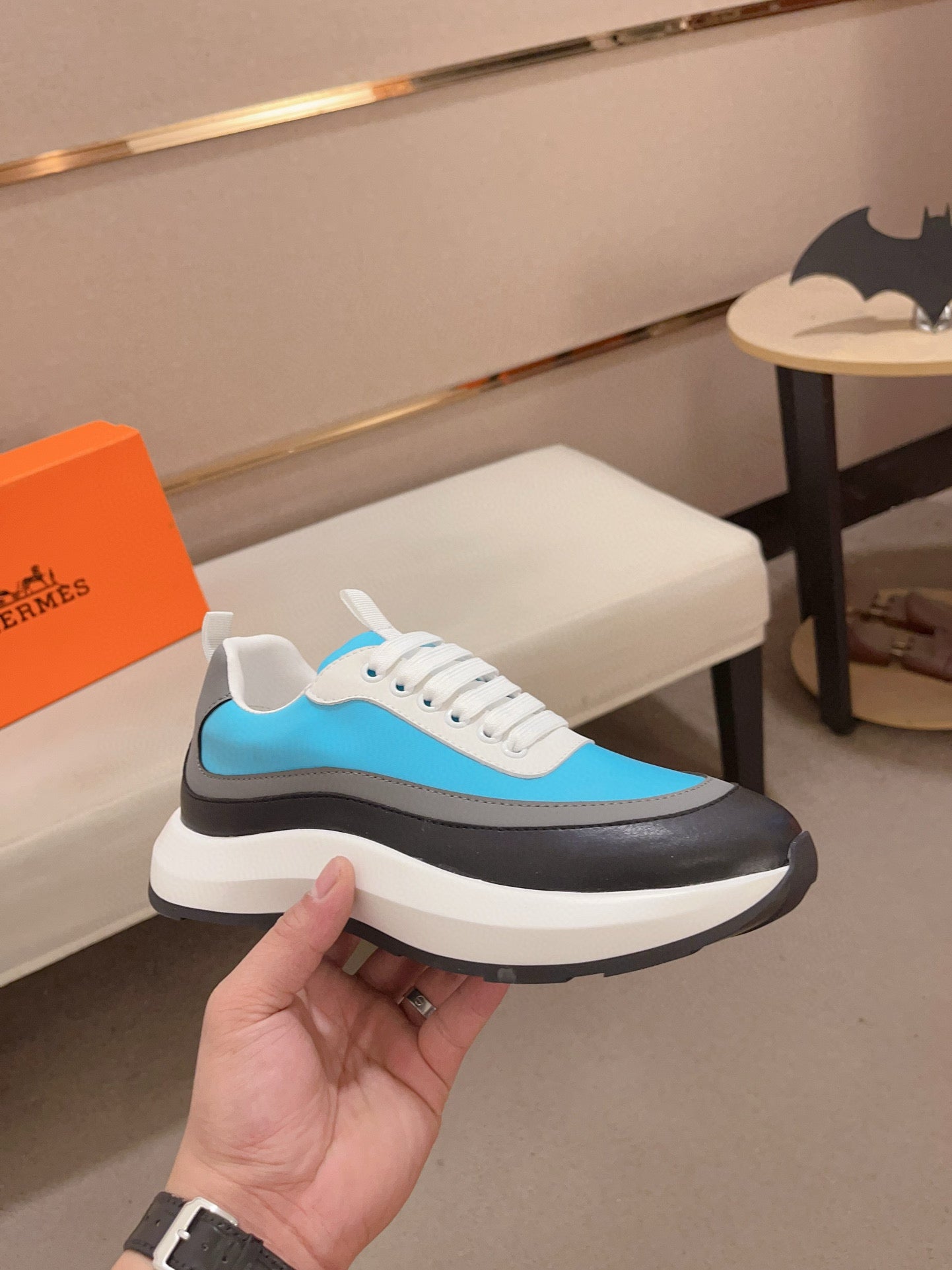 HM Men's Gramme Sneaker Skyblue Cowhide 539679