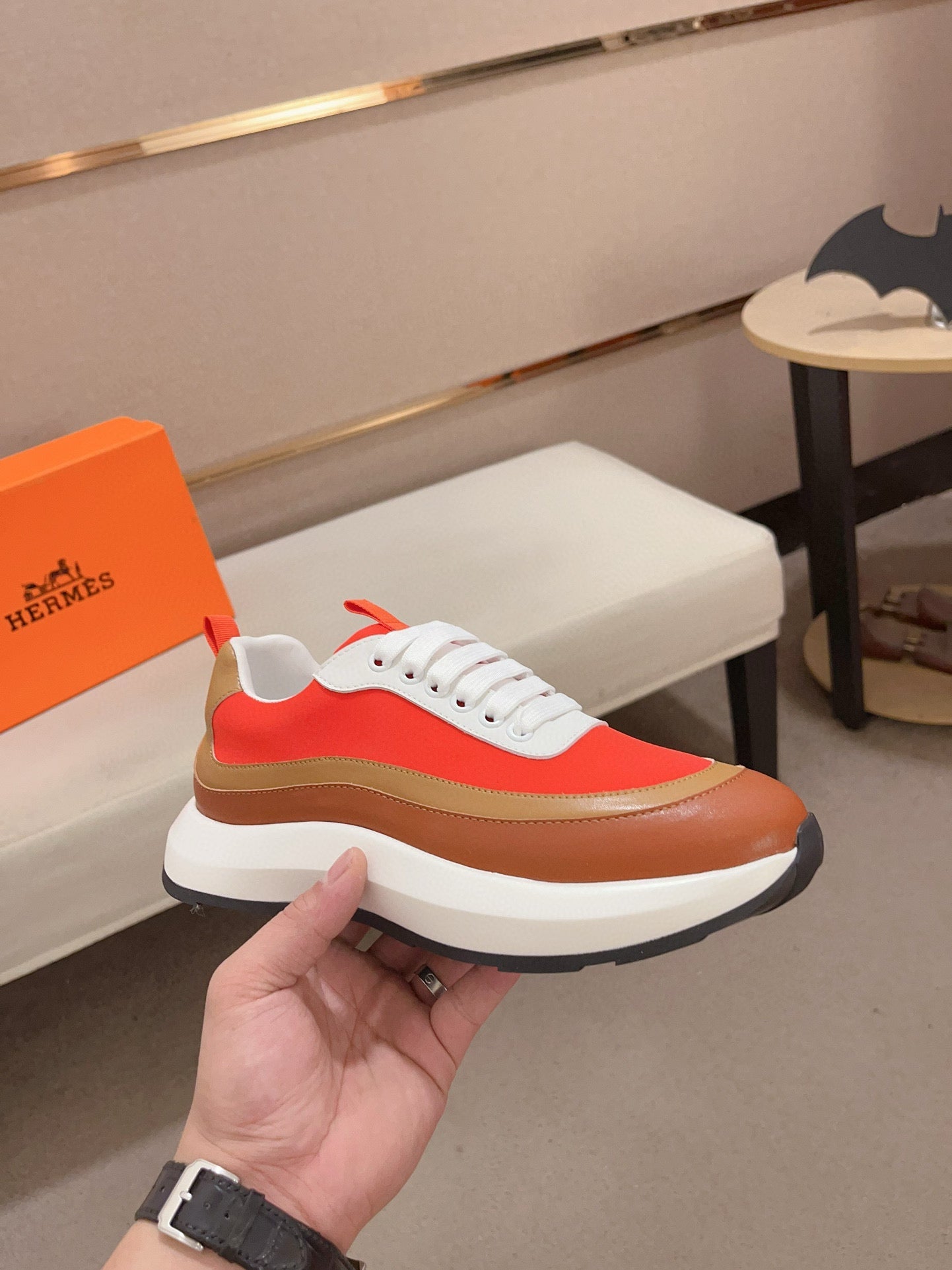 HM Men's Gramme Sneaker Red Cowhide 539680