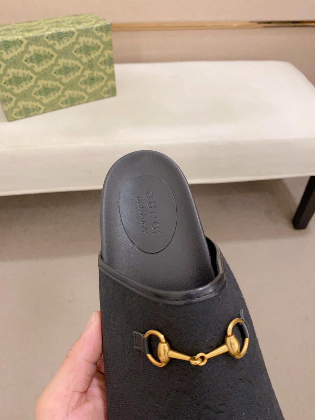 GG Men's Mule Black Printed Fabric 560358